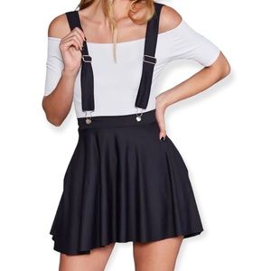 BM Matte Black Pinafore Pocket Skater Skirt - LIMITED